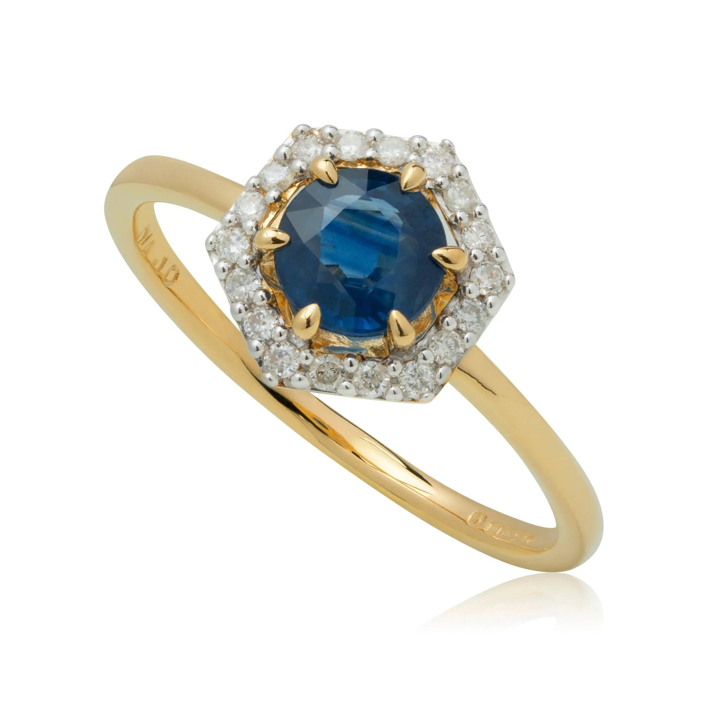 9ct Gold 0.92ct Sapphire & Diamond Halo Engagement Ring sold by Gemondo Jewellery