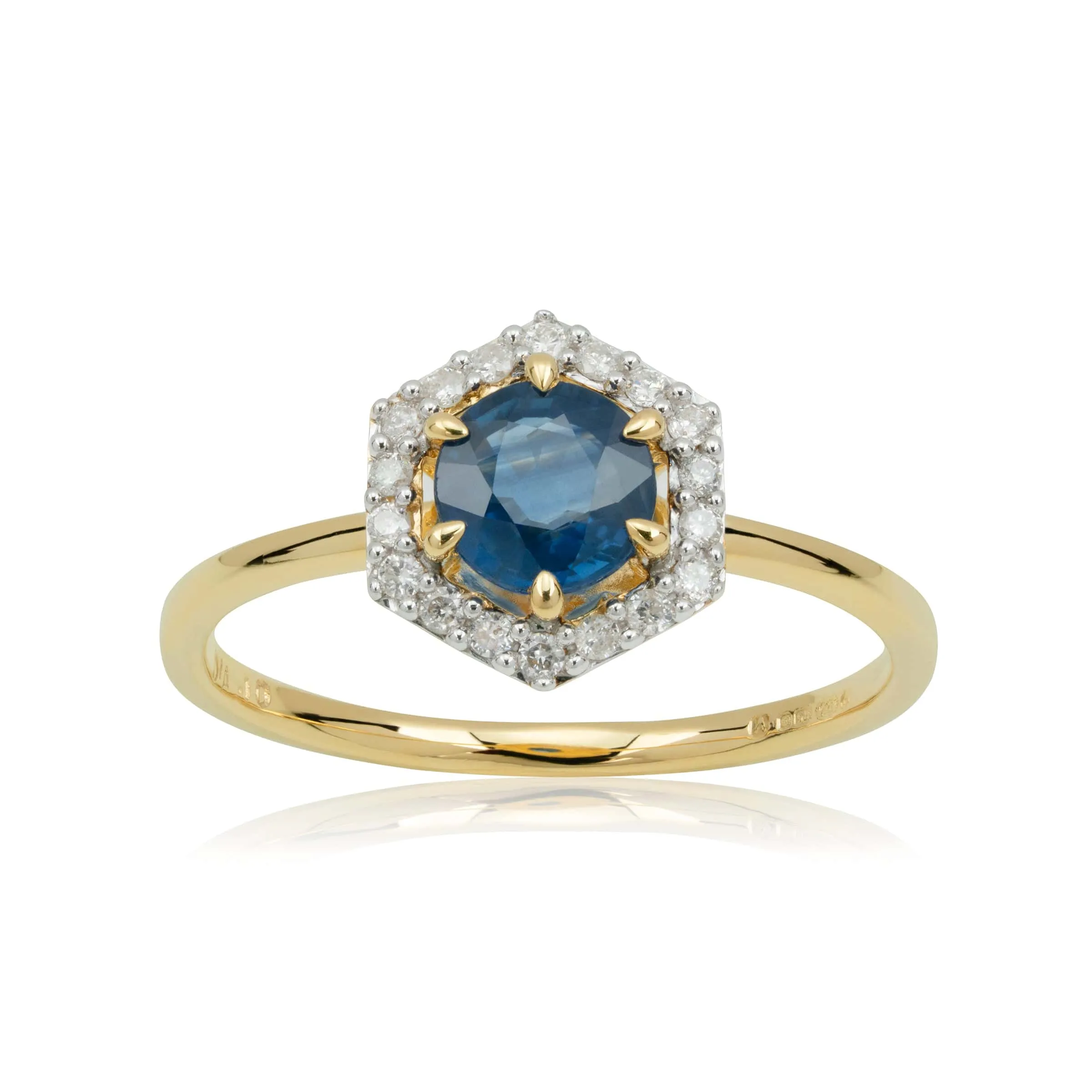 9ct Gold 0.92ct Sapphire & Diamond Halo Engagement Ring sold by Gemondo Jewellery product image thumbnail 4