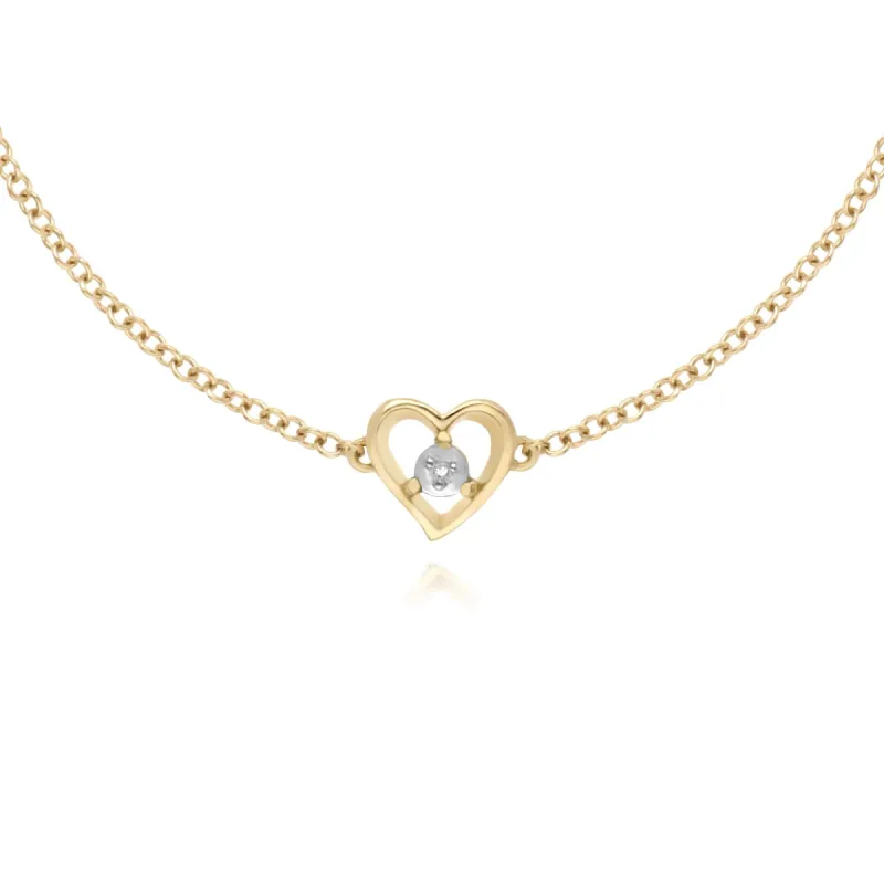 Gemondo 9ct Yellow Gold Diamond Round Single Stone Heart 19cm Bracelet sold by Gemondo Jewellery