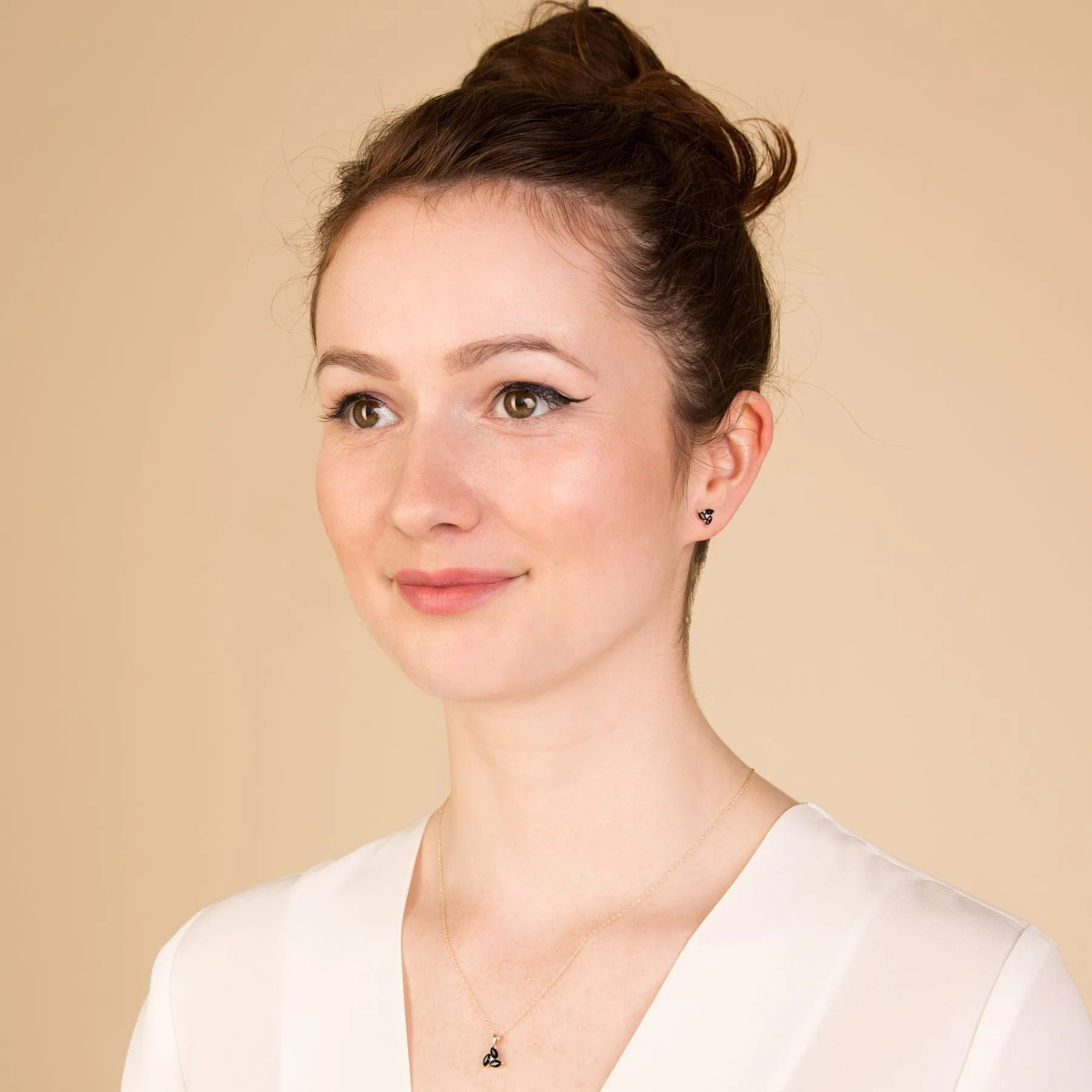 Floral Marquise Sapphire & Diamond Stud Earrings in 9ct Yellow Gold sold by Gemondo Jewellery product image thumbnail 3