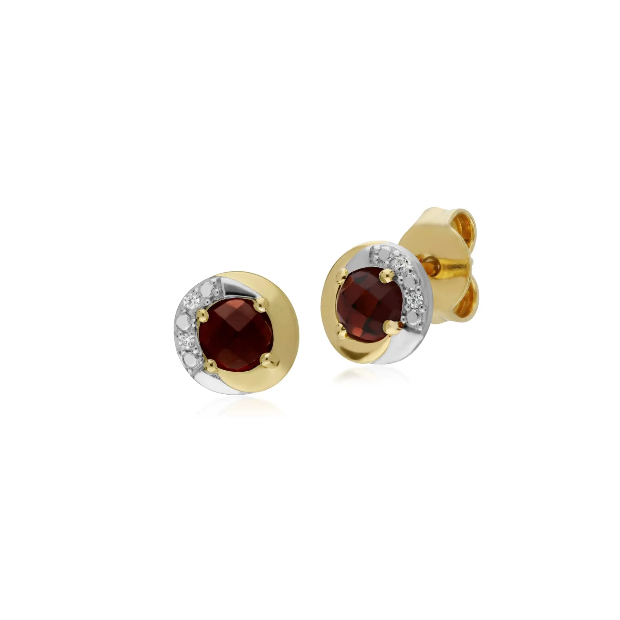 Gemondo 9ct Yellow Gold Garnet & Diamond Two Tone Stud Earrings sold by Gemondo Jewellery