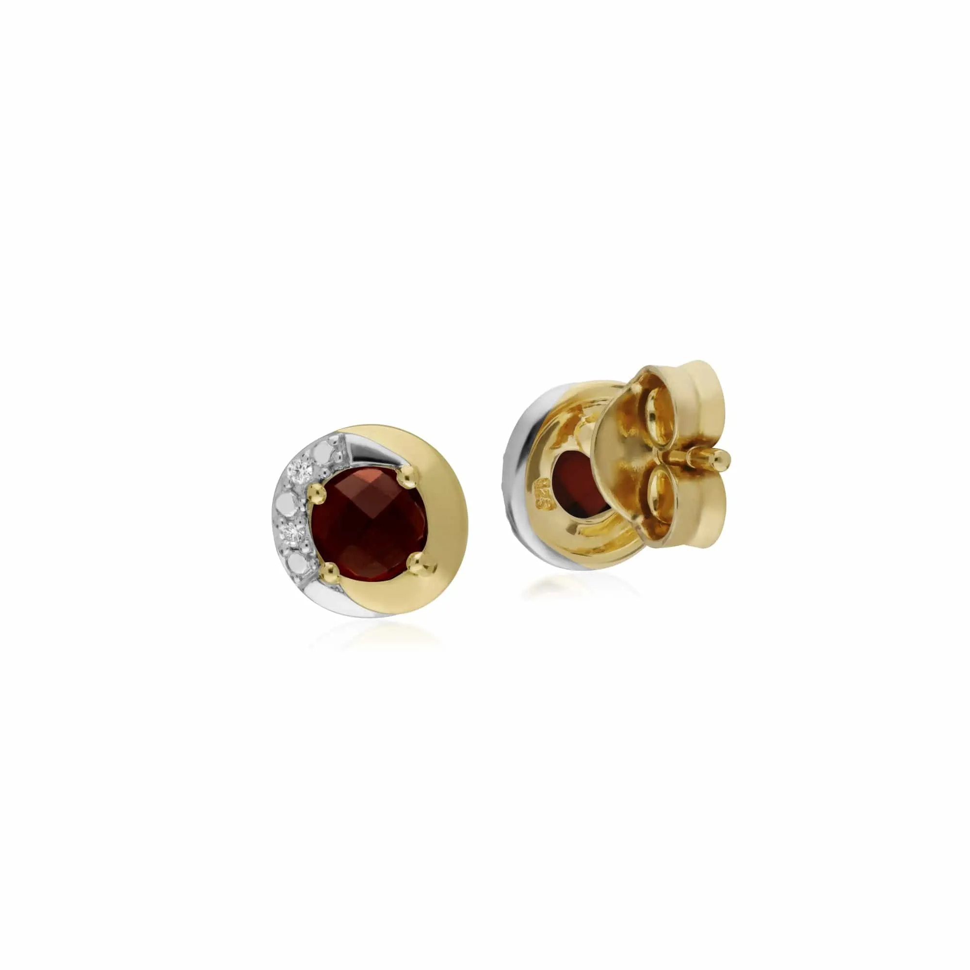 Gemondo 9ct Yellow Gold Garnet & Diamond Two Tone Stud Earrings sold by Gemondo Jewellery product image thumbnail 2