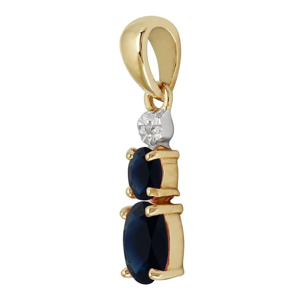 Classic Oval Sapphire & Diamond Pendant in 9ct Yellow Gold sold by Gemondo Jewellery product image thumbnail 2