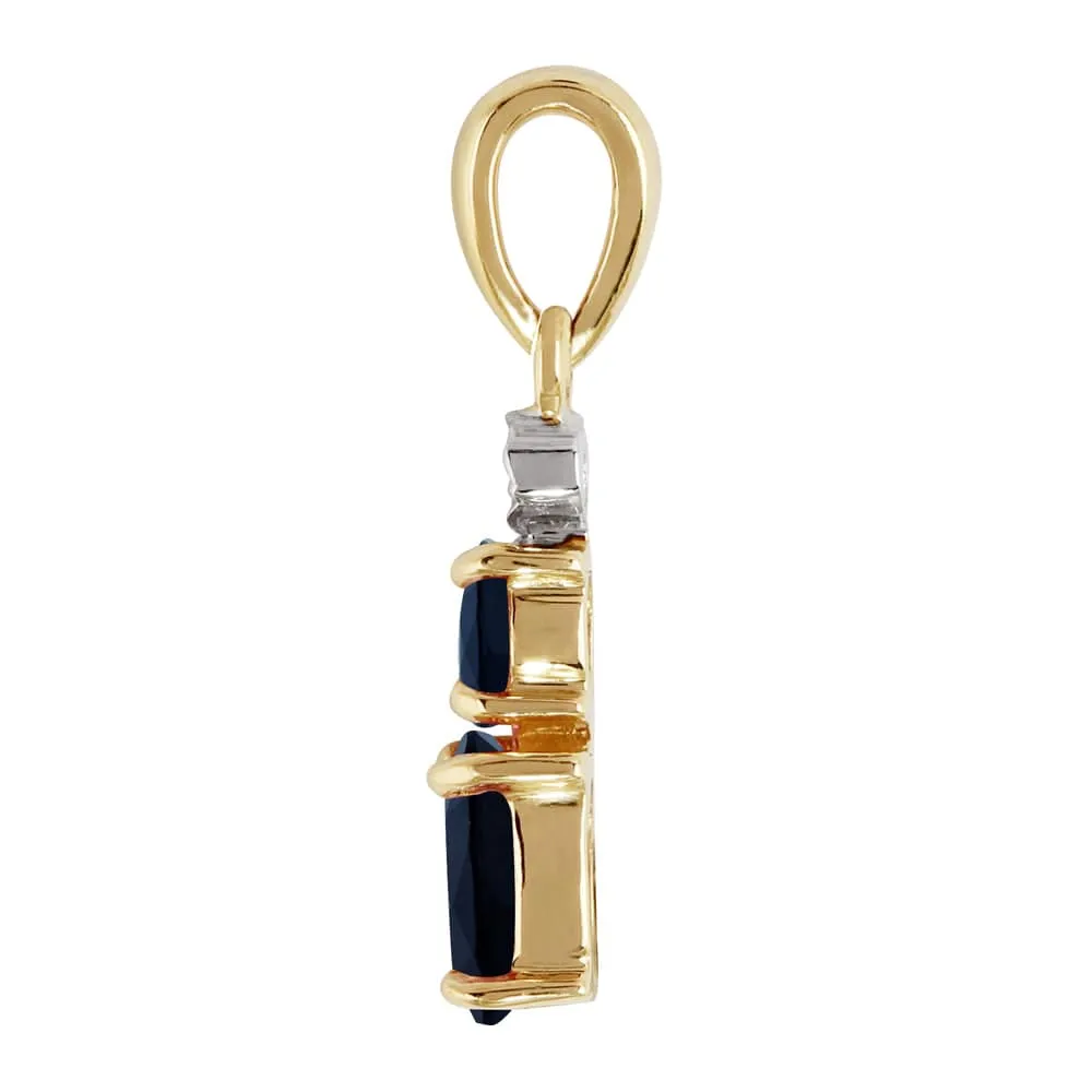 Classic Oval Sapphire & Diamond Pendant in 9ct Yellow Gold sold by Gemondo Jewellery product image thumbnail 3