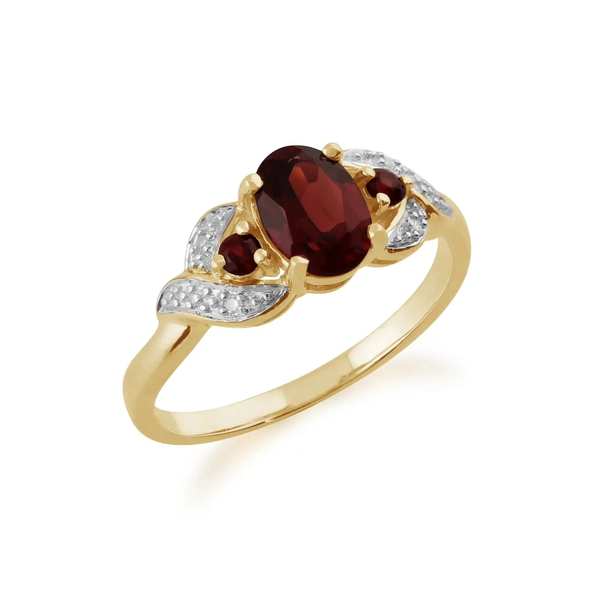Classic Oval Mozambique Garnet & Diamond Ring in 9ct Yellow Gold sold by Gemondo Jewellery product image thumbnail 2