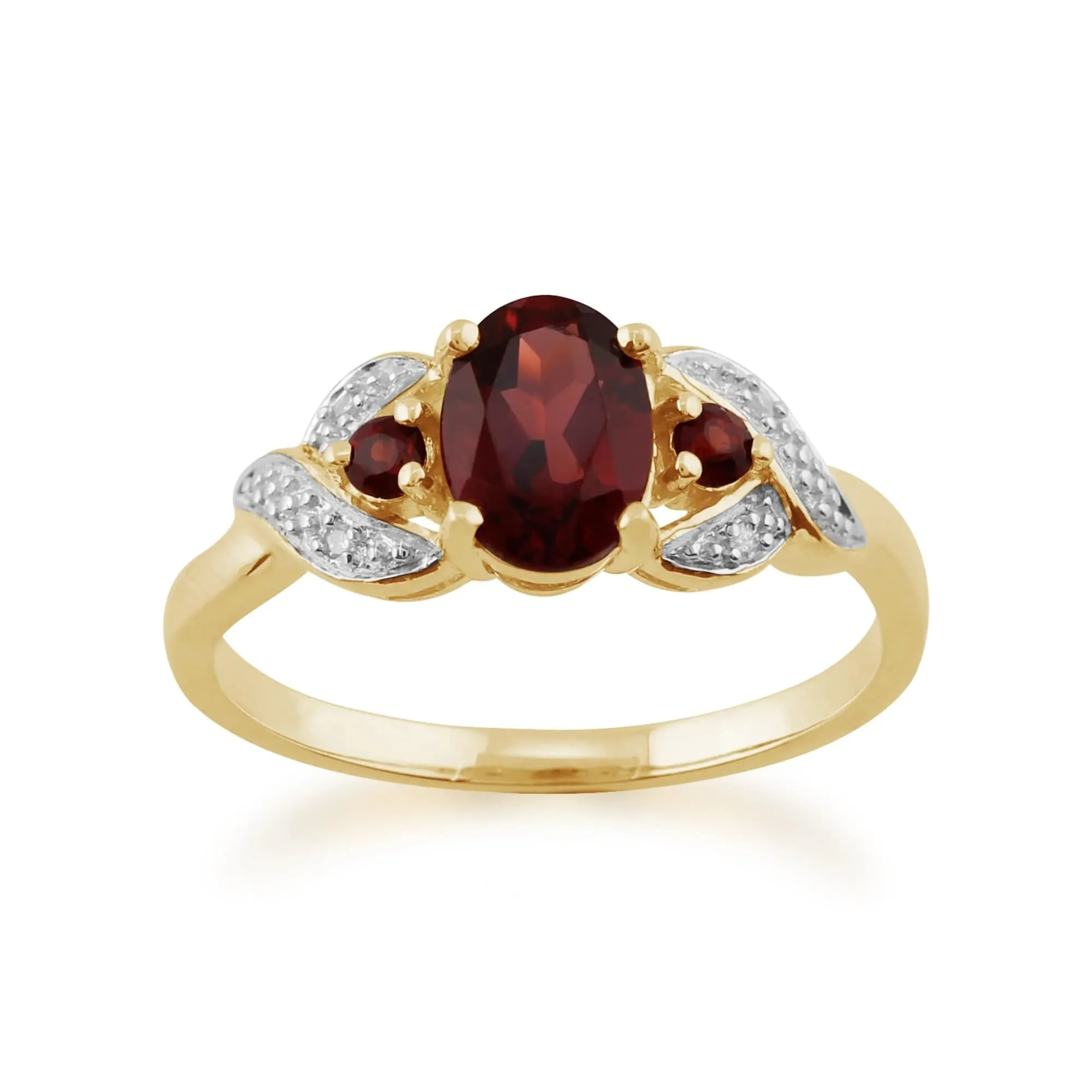 Classic Oval Mozambique Garnet & Diamond Ring in 9ct Yellow Gold sold by Gemondo Jewellery