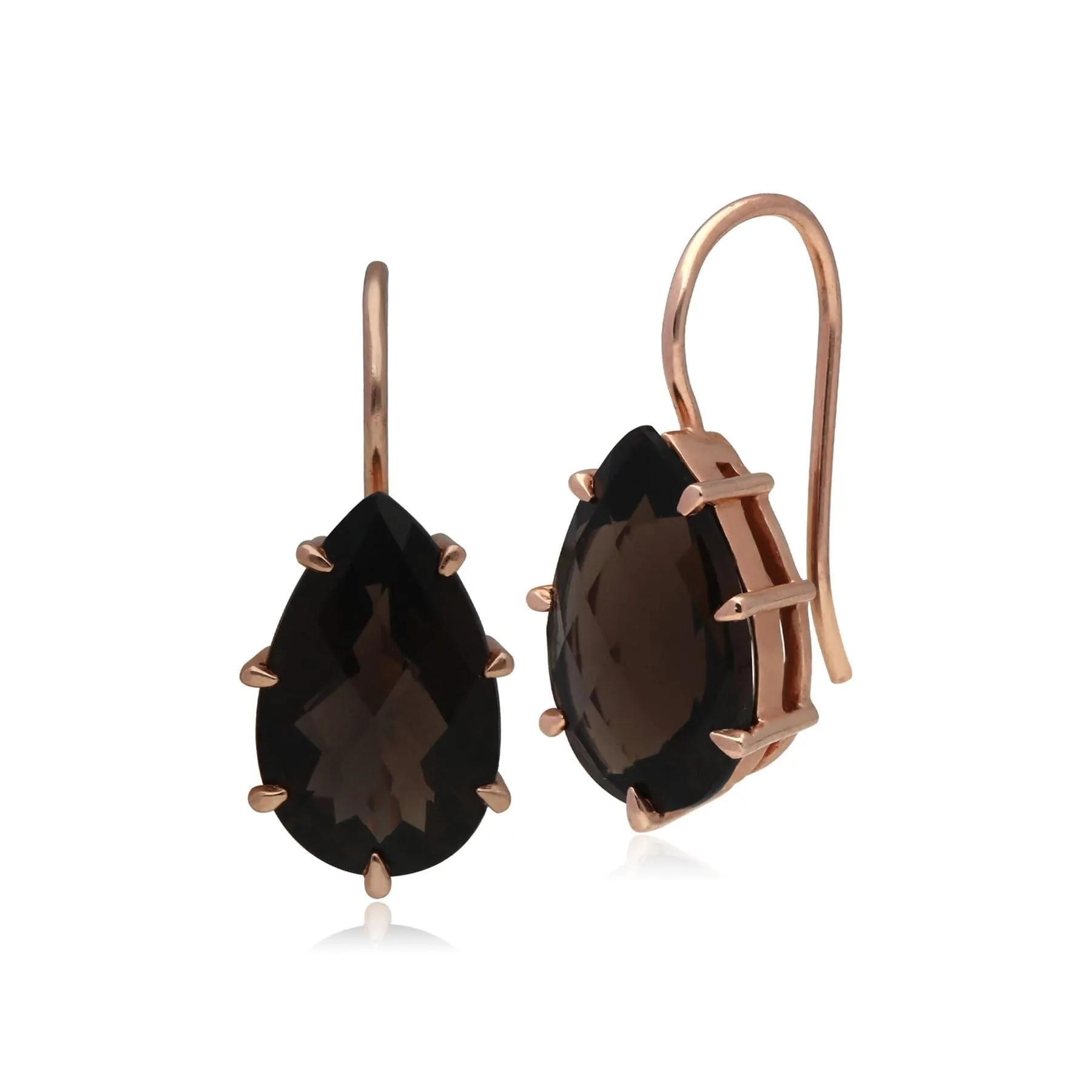 Kosmos Smokey Quartz Earrings in Rose Gold Plated Sterling Silver sold by Gemondo Jewellery