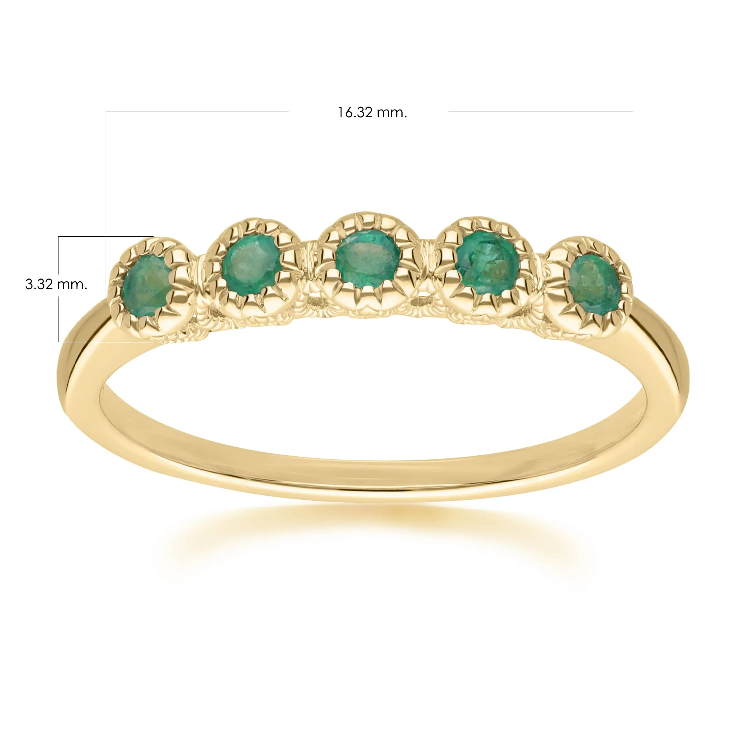 Classic Round Emerald Five Stone Eternity Ring in 9ct Yellow Gold sold by Gemondo Jewellery product image thumbnail 4
