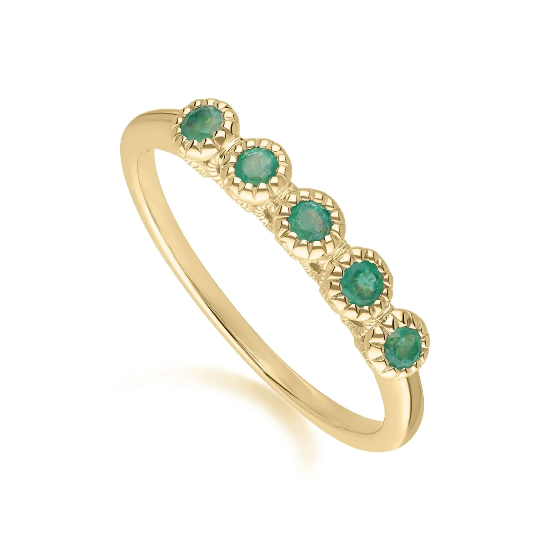 Classic Round Emerald Five Stone Eternity Ring in 9ct Yellow Gold sold by Gemondo Jewellery product image thumbnail 3