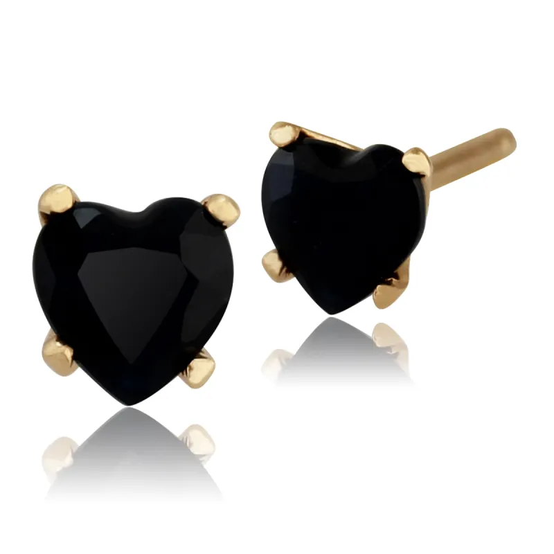 Gemondo 9ct Yellow Gold 0.59ct Sapphire 4 Claw Set Heart Stud Earrings 4x4mm sold by Gemondo Jewellery