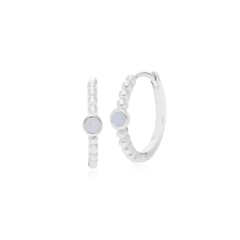 Essential Round Opal Hinged Hoop Earrings in 925 Sterling Silver sold by Gemondo Jewellery