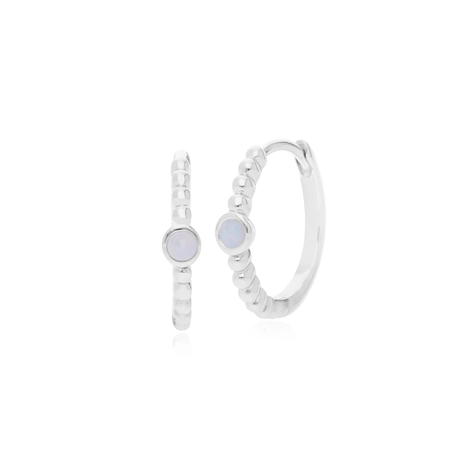 Essential Round Opal Hinged Hoop Earrings in 925 Sterling Silver sold by Gemondo Jewellery