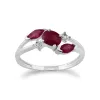 Classic Oval Ruby & Diamond Crossover Ring in 9ct White Gold sold by Gemondo Jewellery