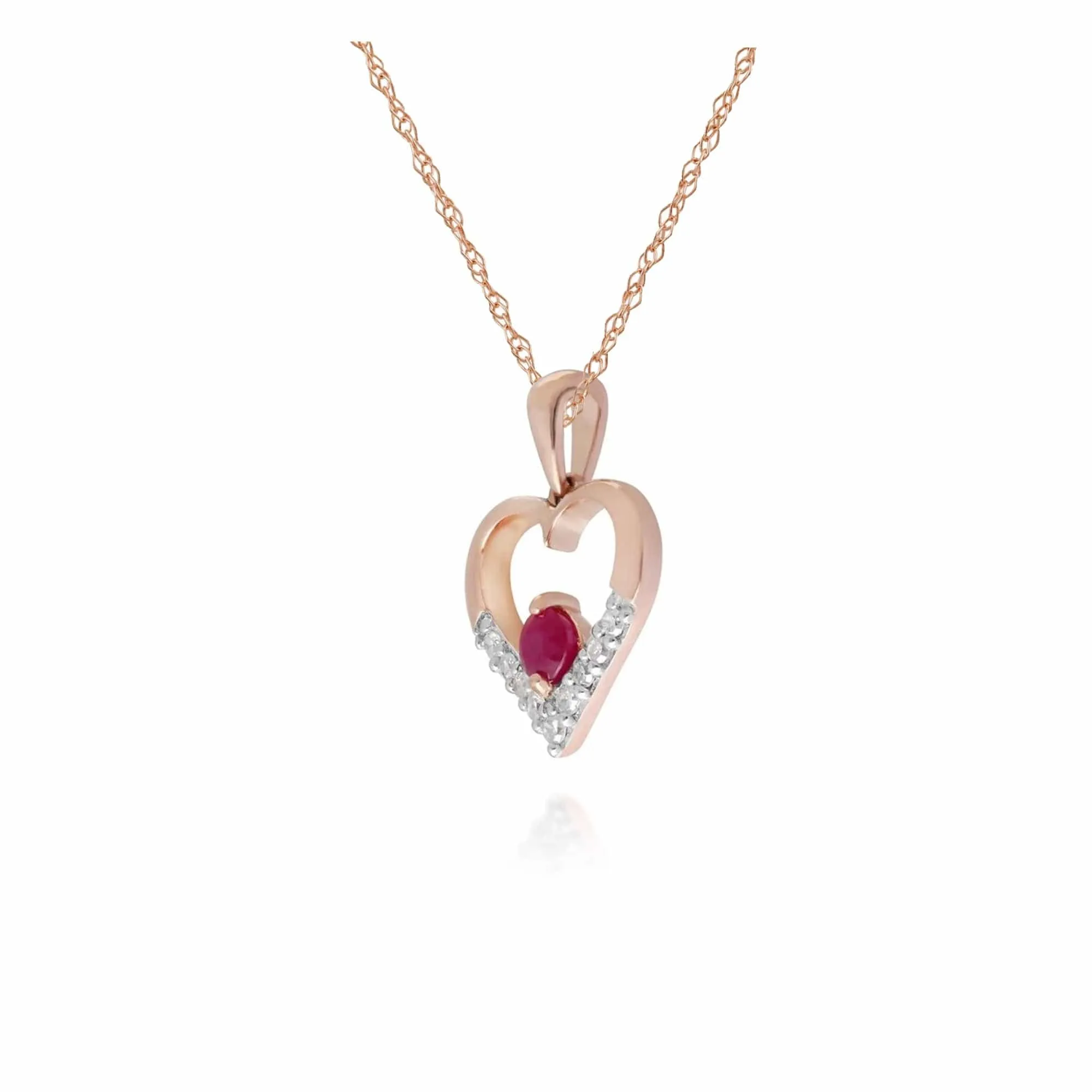 Classic Ruby & Diamond Love Heart Pendant in 9ct Yellow Gold sold by Gemondo Jewellery product image thumbnail 2