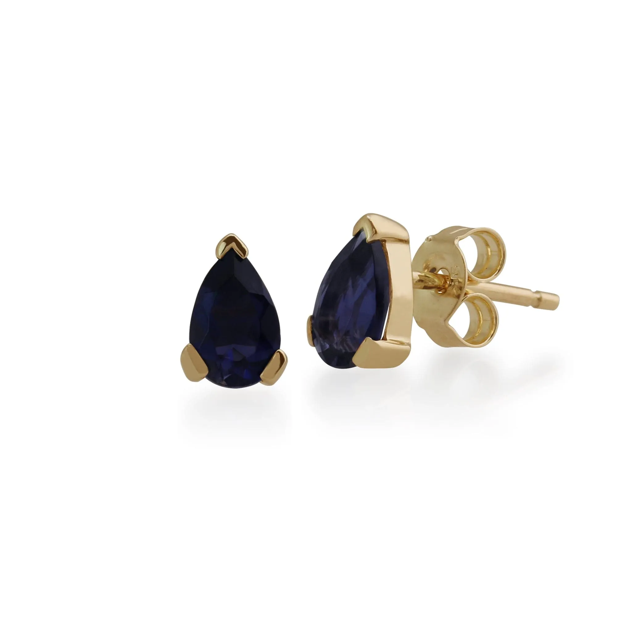 Classic Pear Iolite Claw Set Stud Earrings in 9ct Yellow Gold sold by Gemondo Jewellery