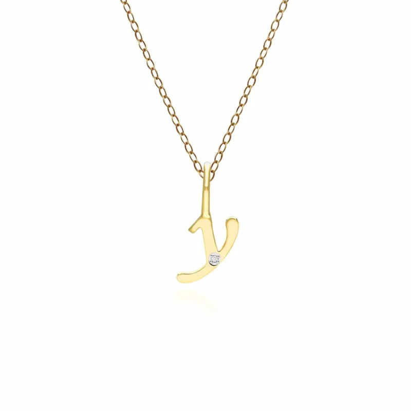 Alphabet Letter Y Diamond pendant in 9ct Yellow Gold sold by Gemondo Jewellery