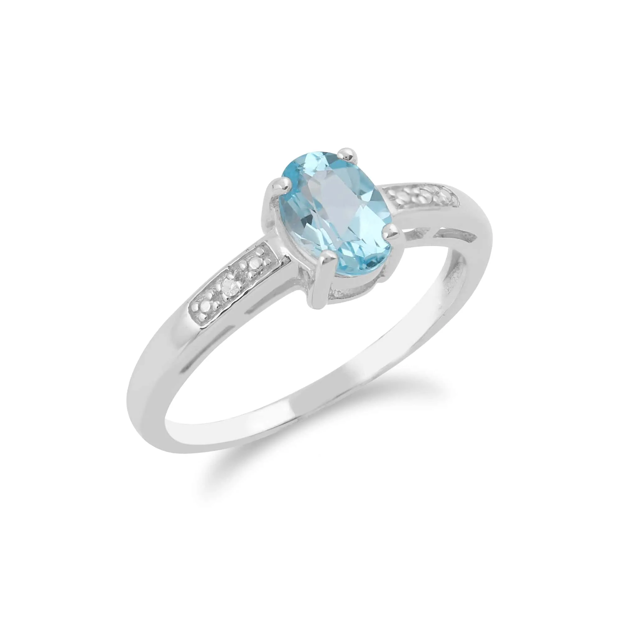 9ct White Gold 0.87ct Blue Topaz & Diamond Single Stone Ring sold by Gemondo Jewellery product image thumbnail 2