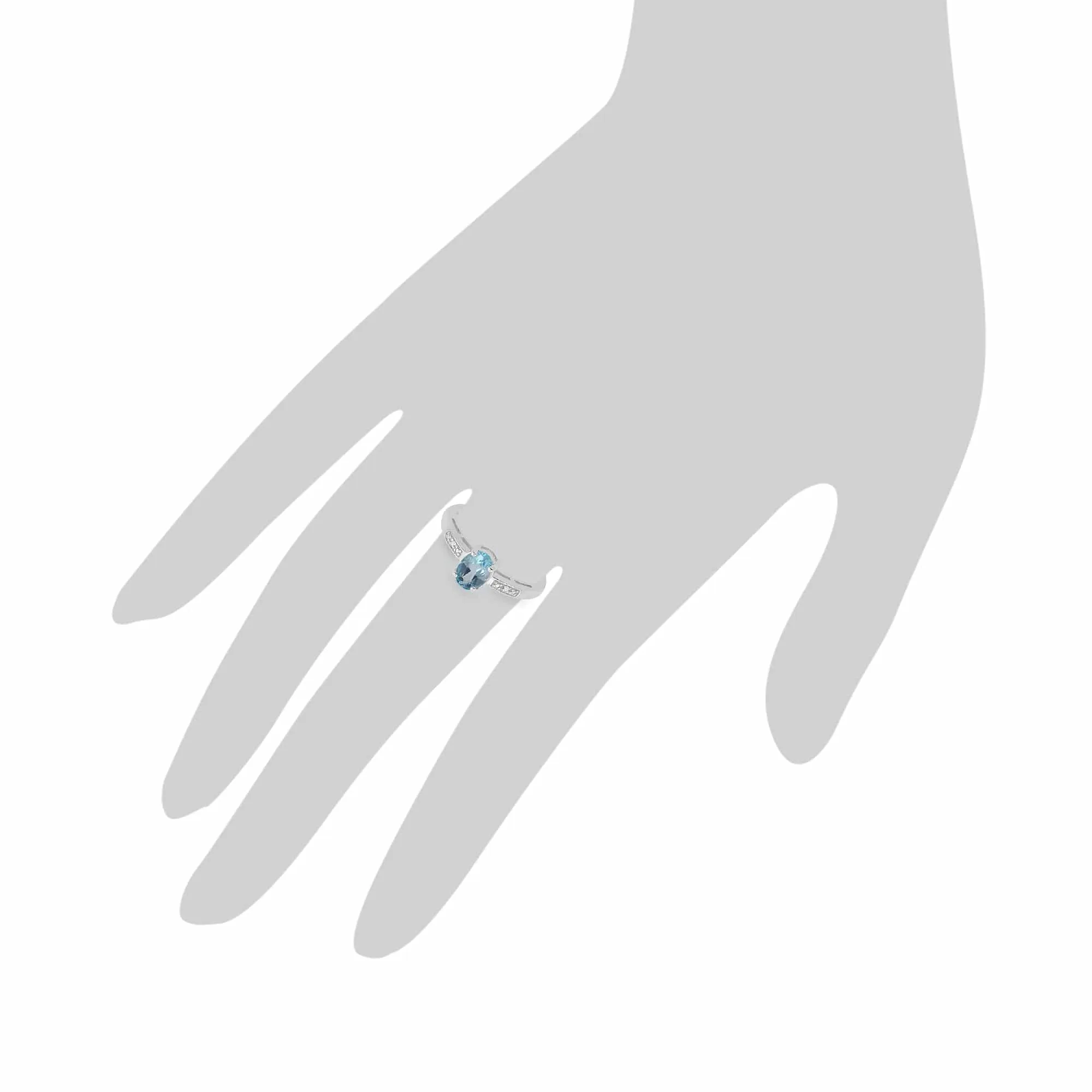9ct White Gold 0.87ct Blue Topaz & Diamond Single Stone Ring sold by Gemondo Jewellery product image thumbnail 3