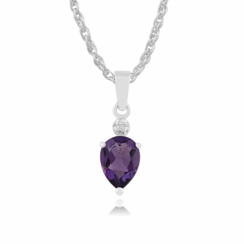 Gemondo 9ct White Gold 0.89ct Amethyst & Diamond Pendant on 45cm Chain sold by Gemondo Jewellery