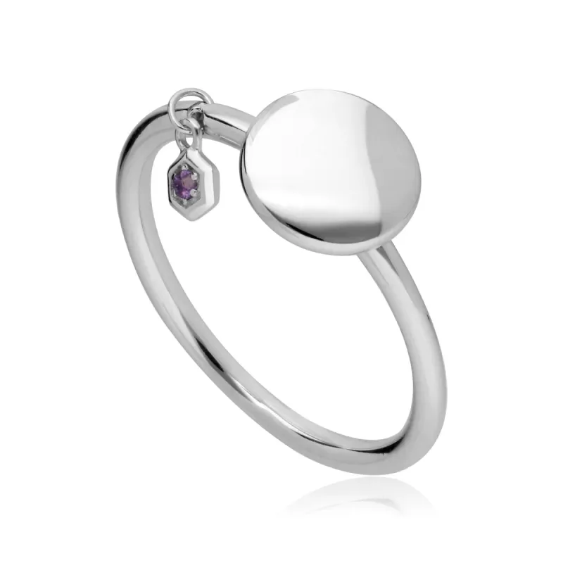 Amethyst Engravable Ring in Sterling Silver made by Gemondo Jewellery