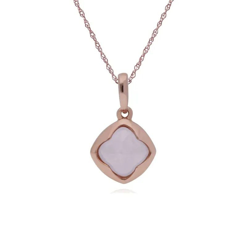 Gemondo Rose Gold Plated Sterling Silver Cushion Rose Quartz 45cm Necklace sold by Gemondo Jewellery