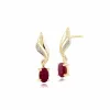 Classic Oval Ruby & Diamond Twist Drop Earrings in 9ct Yellow Gold sold by Gemondo Jewellery