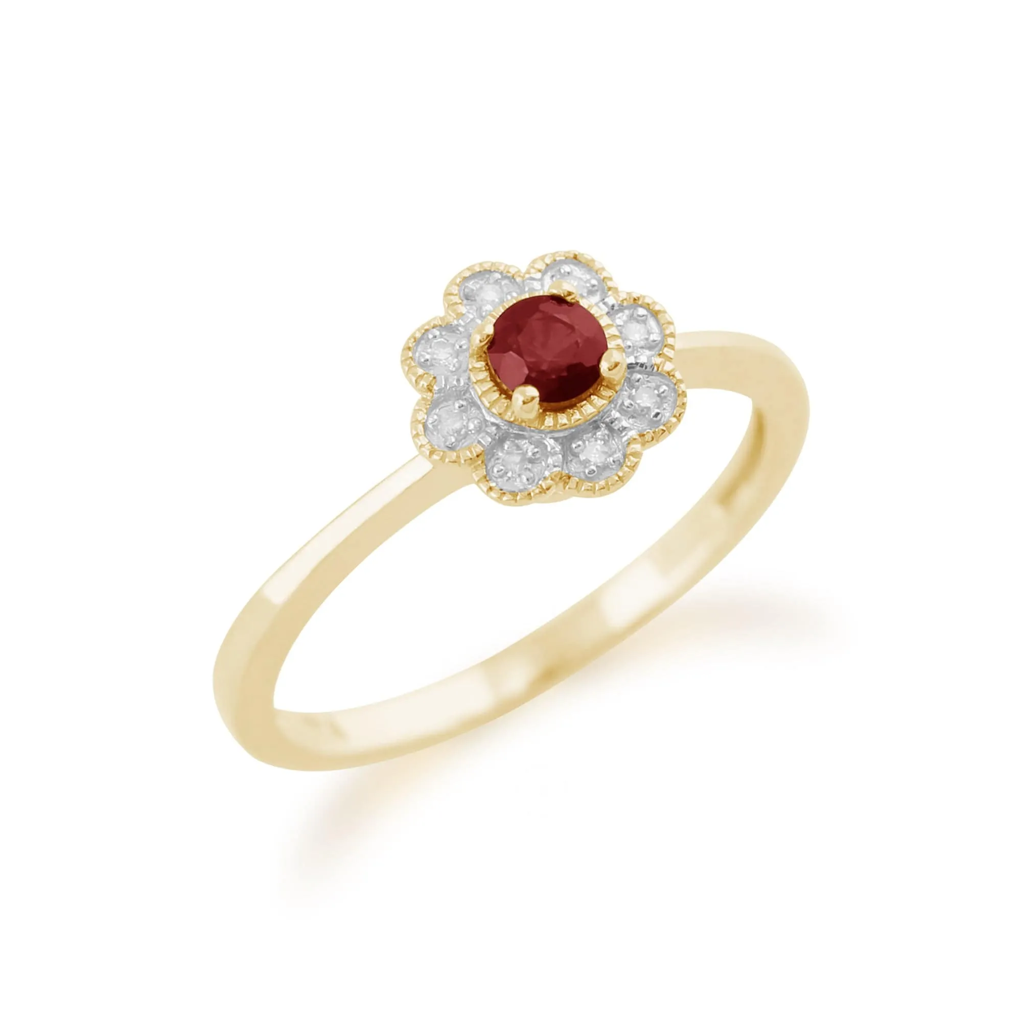 Gemondo 9ct Yellow Gold 0.24ct Ruby & Diamond Floral Ring sold by Gemondo Jewellery product image thumbnail 2