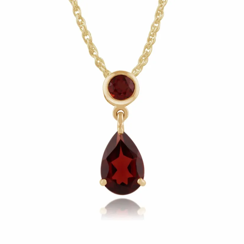 Classic Pear Garnet Pendant in 9ct Yellow Gold sold by Gemondo Jewellery