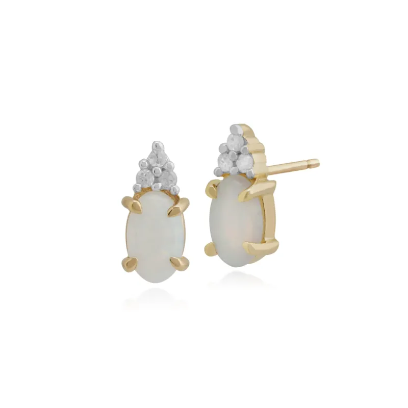 Gemondo 9ct Yellow Gold 0.30ct Opal & Diamond Stud Earrings sold by Gemondo Jewellery