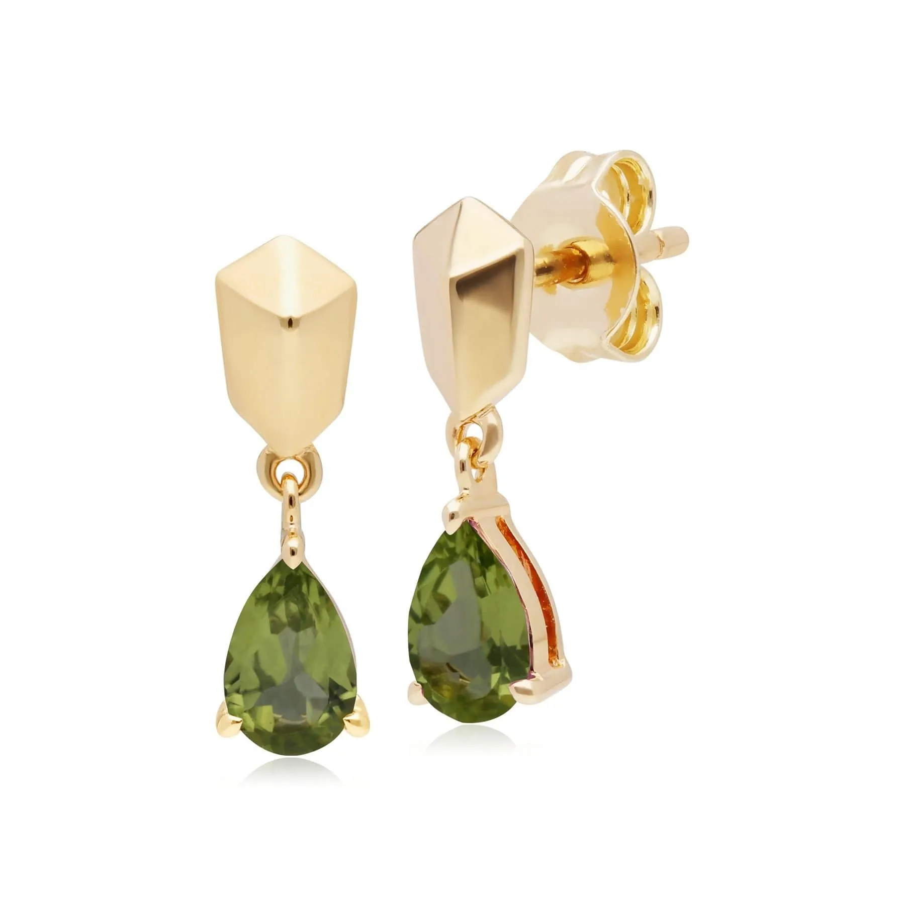 Micro Statement Peridot Earrings in Gold Plated Silver sold by Gemondo Jewellery