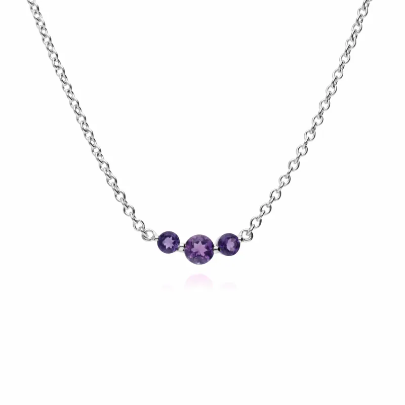 Gemondo Sterling Silver Three Stone Amethyst Round Gradient 45cm Necklace sold by Gemondo Jewellery