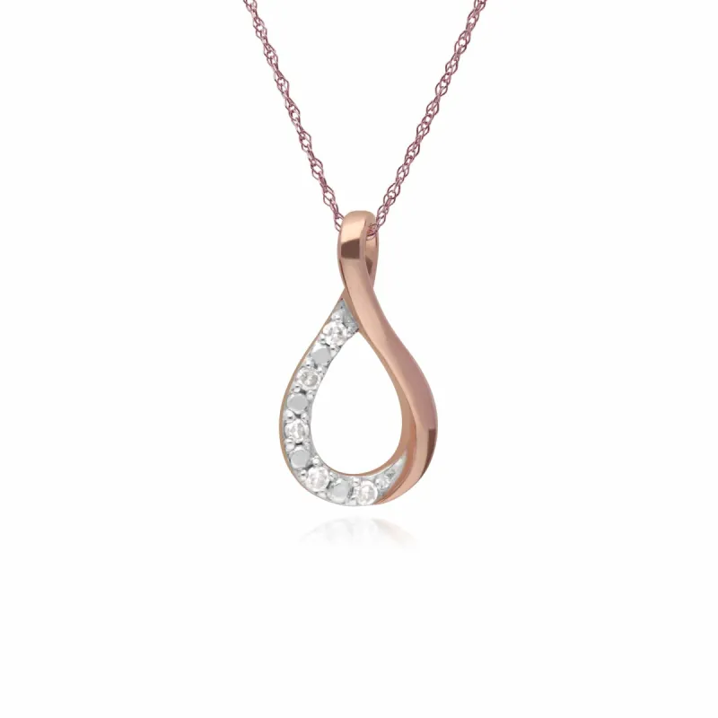 Gemondo 9ct Rose Gold Diamond Kiss Pendant on 45cm Chain sold by Gemondo Jewellery