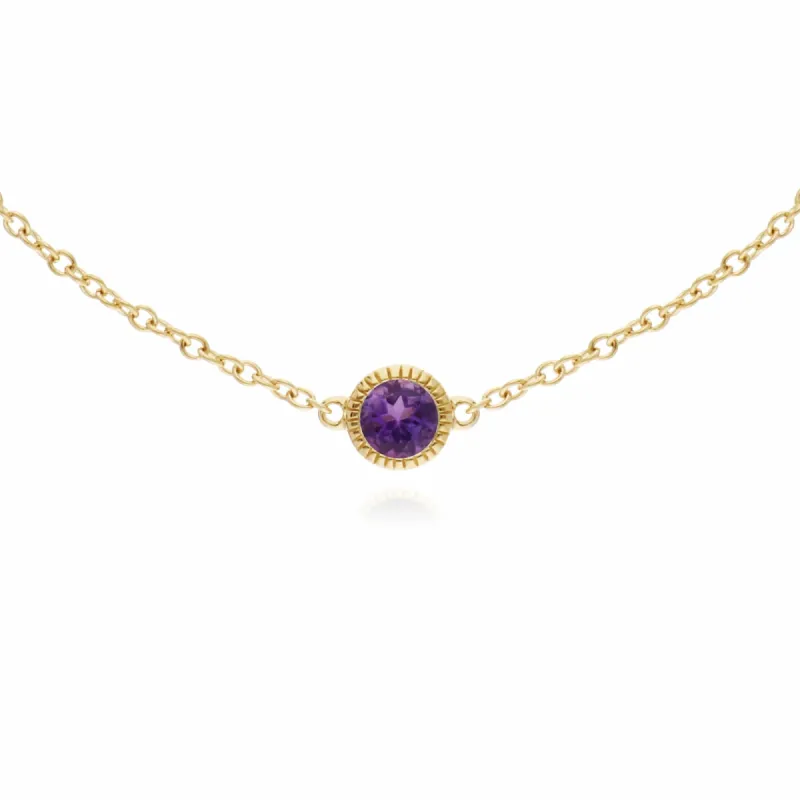 Gemondo 9ct Yellow Gold Amethyst Single Stone Round Milgrain 19cm Bracelet sold by Gemondo Jewellery