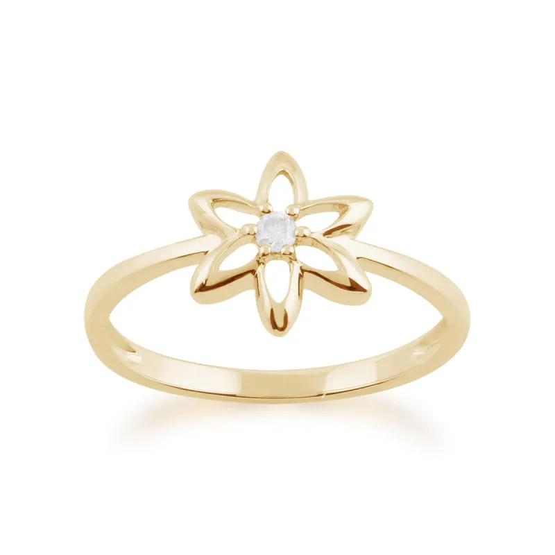Gemondo 9ct Yellow Gold 0.03ct Diamond Spring Starflower Ring sold by Gemondo Jewellery