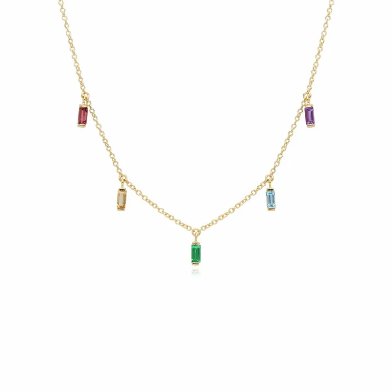 Rainbow Choker Necklace in Gold Plated Sterling Silver sold by Gemondo Jewellery