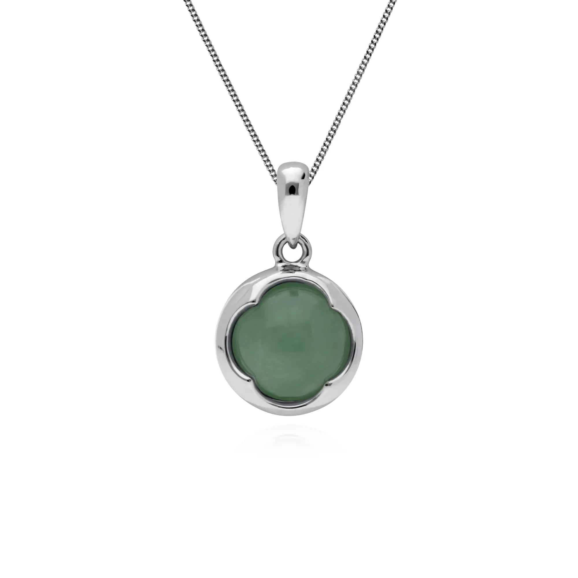 Geometric Sugarloaf Jade Circular Prism Pendant in 925 Sterling Silver sold by Gemondo Jewellery