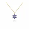 Floral Round Tanzanite & Diamond Cluster Pendant in 9ct Yellow Gold sold by Gemondo Jewellery