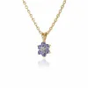 Floral Round Tanzanite & Diamond Cluster Pendant in 9ct Yellow Gold sold by Gemondo Jewellery