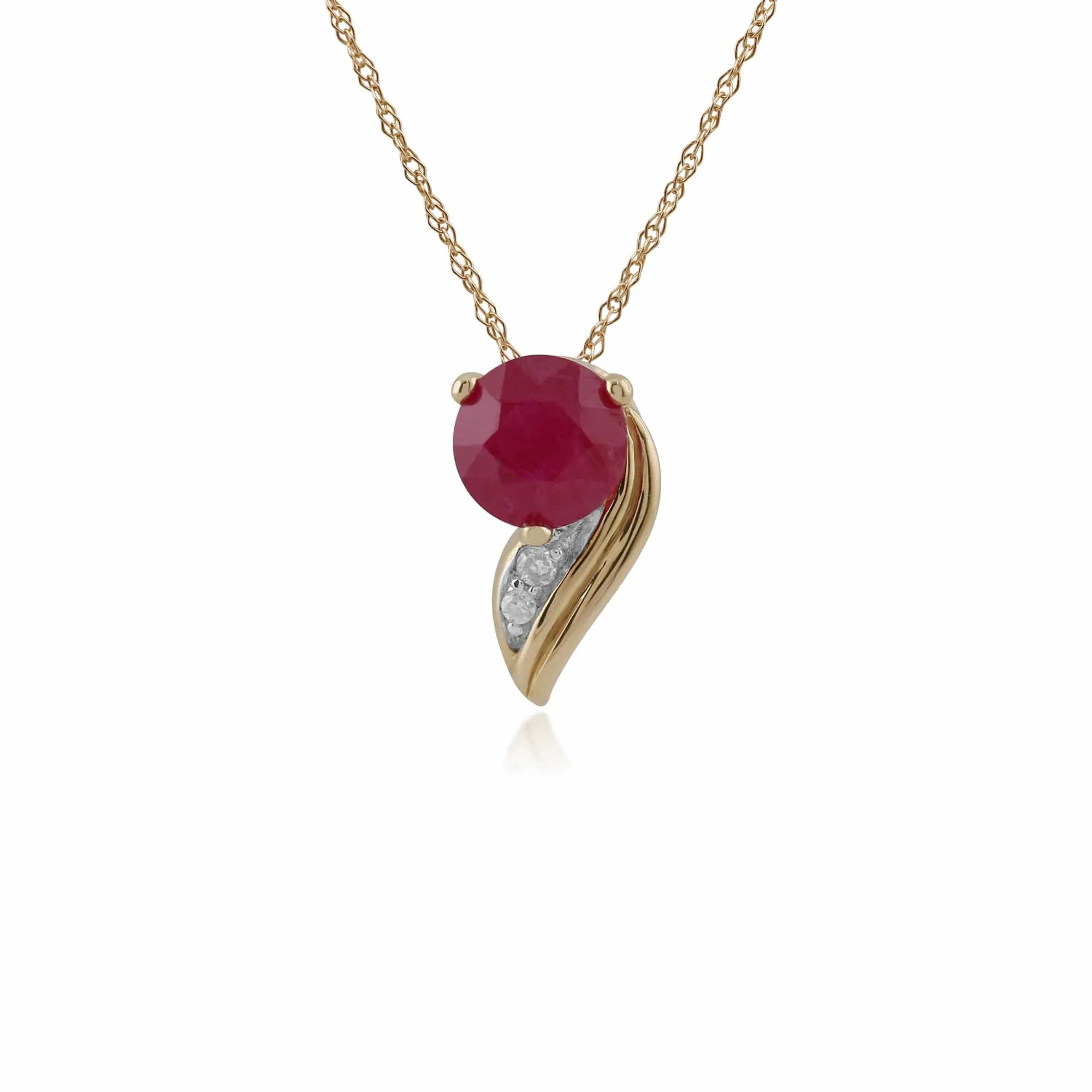 Gemondo 9ct Yellow Gold 0.62ct Ruby and 0.01ct Diamond Pendant with 45cm Chain sold by Gemondo Jewellery