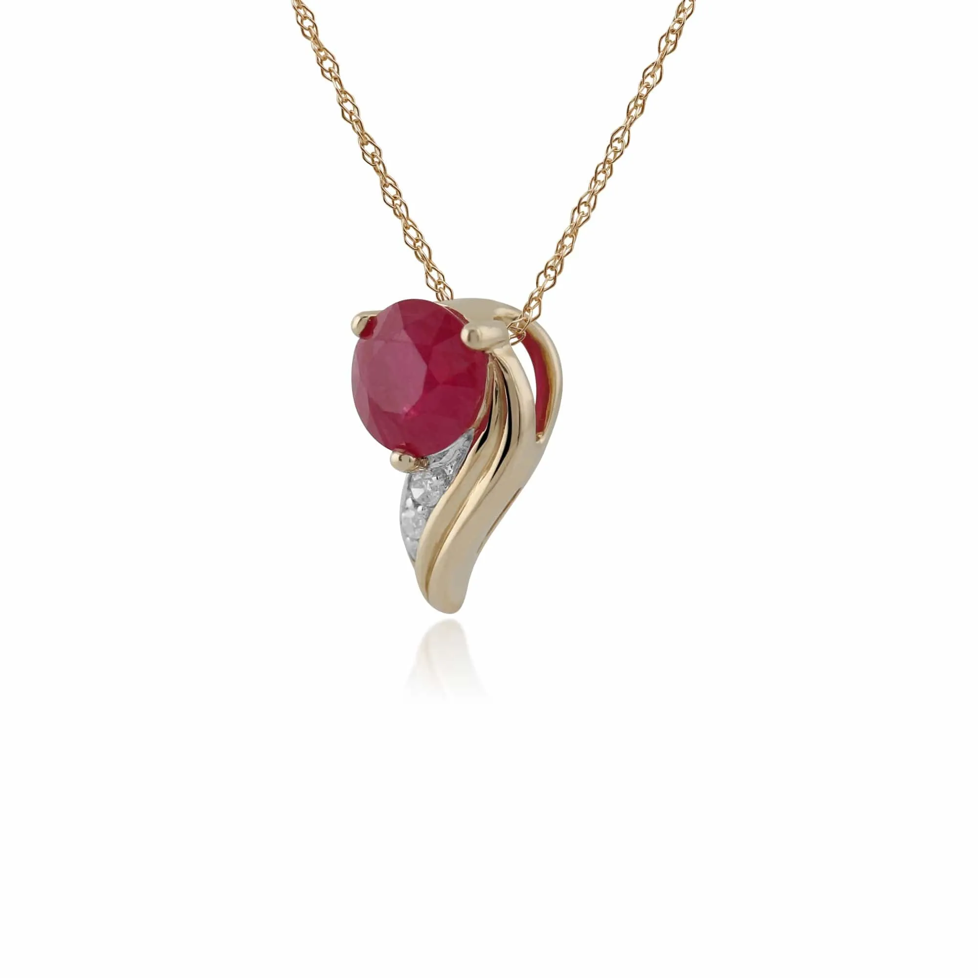 Gemondo 9ct Yellow Gold 0.62ct Ruby and 0.01ct Diamond Pendant with 45cm Chain sold by Gemondo Jewellery product image thumbnail 2