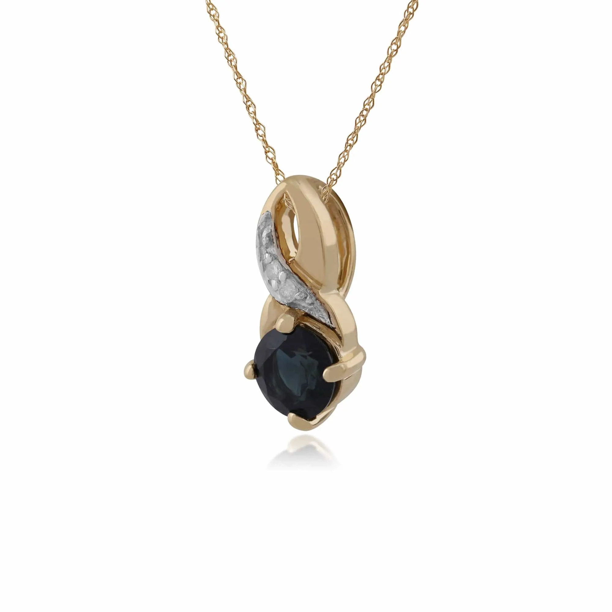 Classic Round Sapphire & Diamond Twisted Bale Pendant in 9ct Yellow Gold sold by Gemondo Jewellery product image thumbnail 2