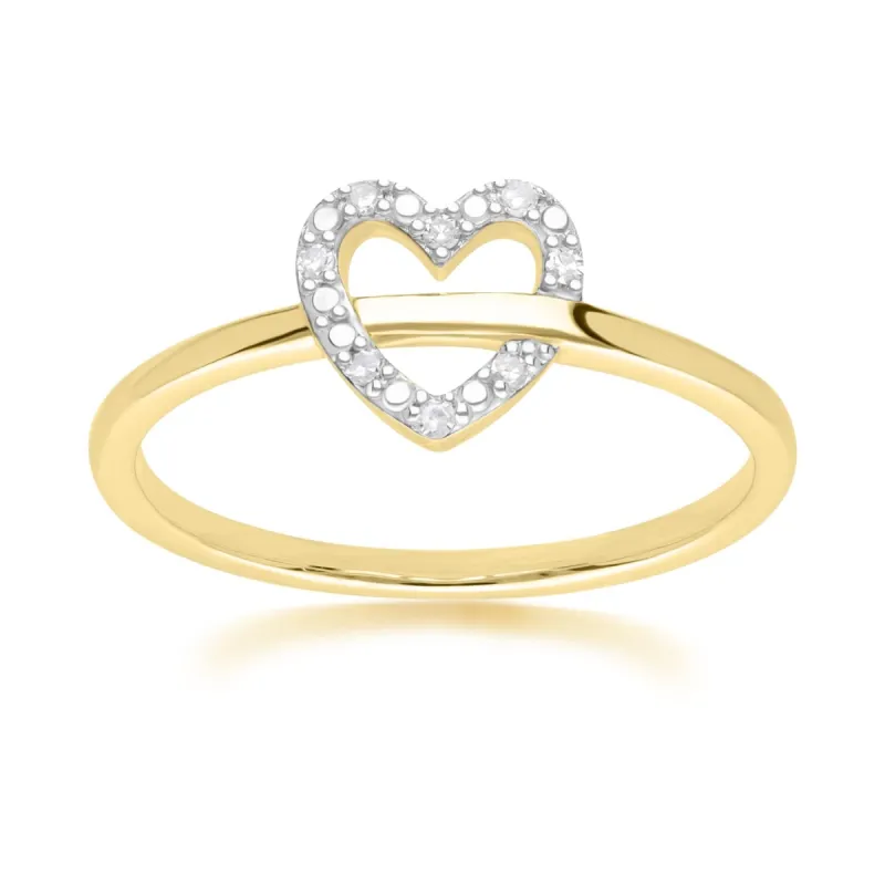 Diamond Love Heart Ring in 9ct Yellow Gold sold by Gemondo Jewellery