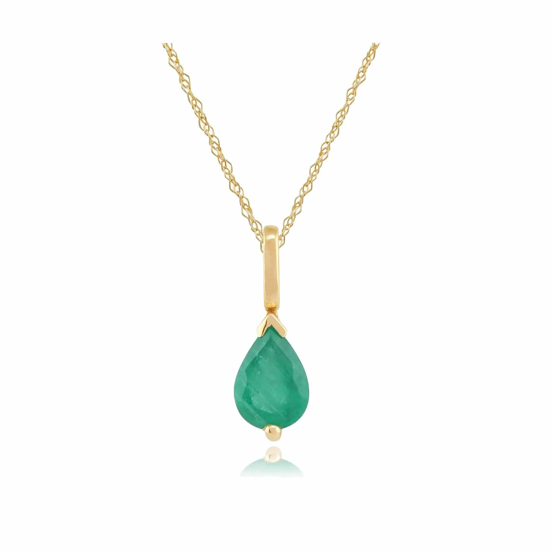 Classic Pear Emerald Pendant in 9ct Yellow Gold sold by Gemondo Jewellery