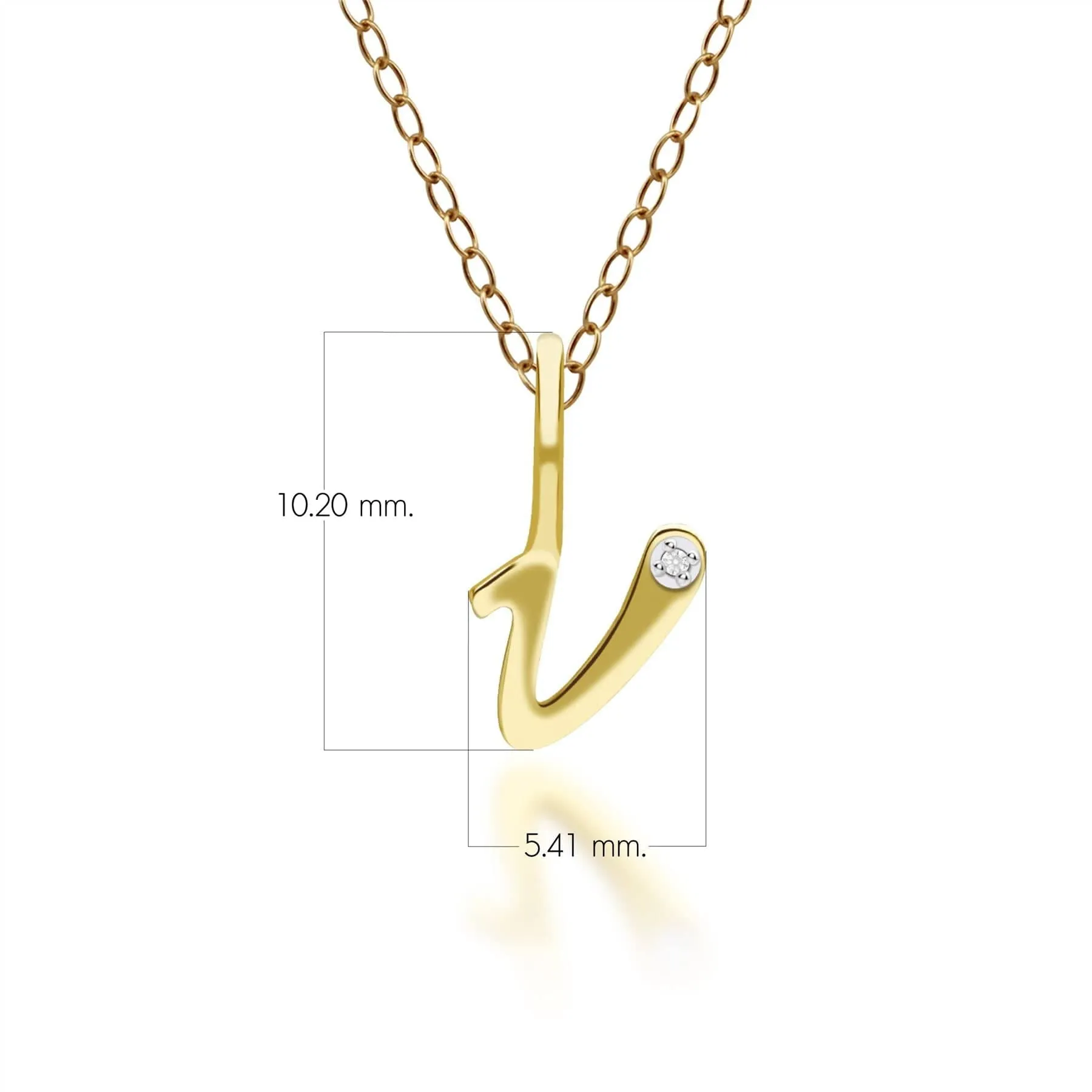 Alphabet Letter V Diamond pendant in 9ct Yellow Gold sold by Gemondo Jewellery product image thumbnail 3
