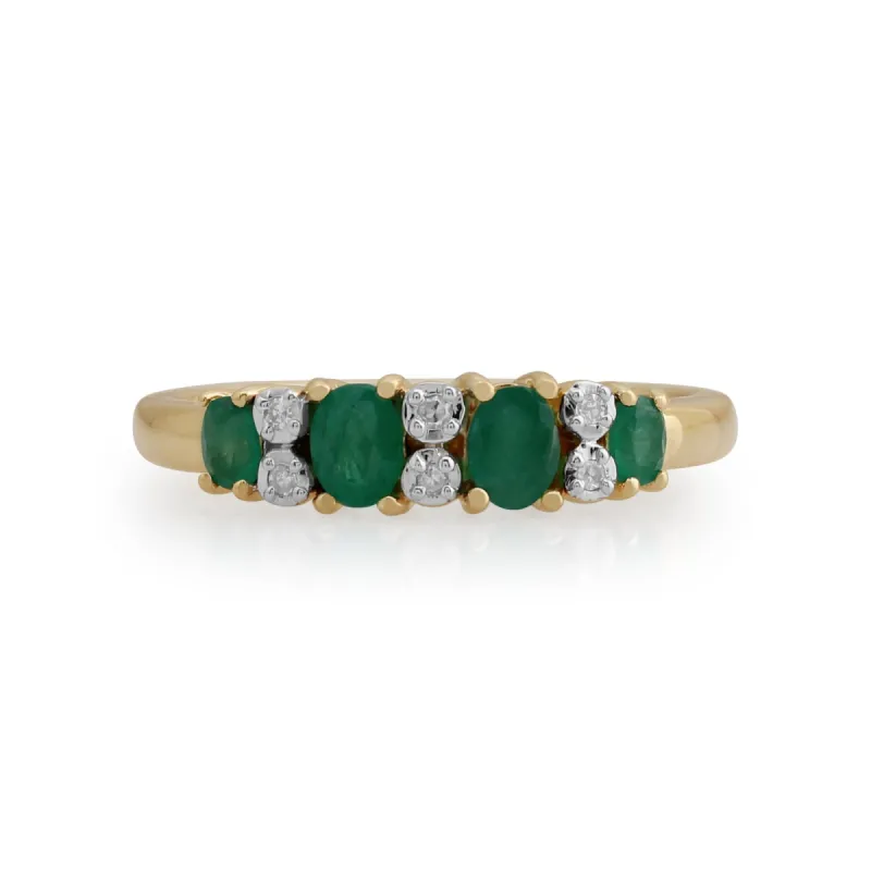 Gemondo 9ct Yellow Gold 0.53ct Emerald & Diamond Half Eternity Ring sold by Gemondo Jewellery