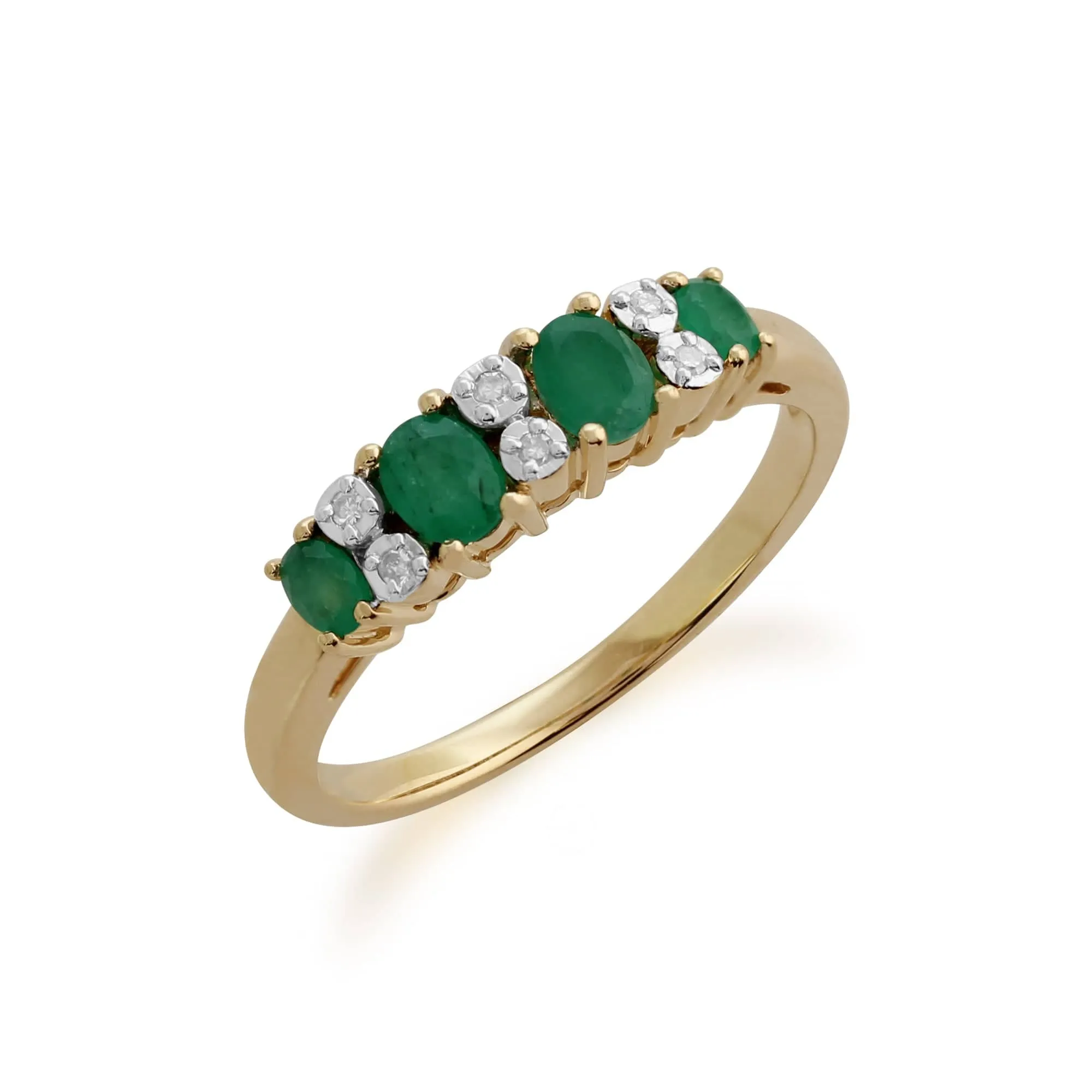 Gemondo 9ct Yellow Gold 0.53ct Emerald & Diamond Half Eternity Ring sold by Gemondo Jewellery product image thumbnail 2