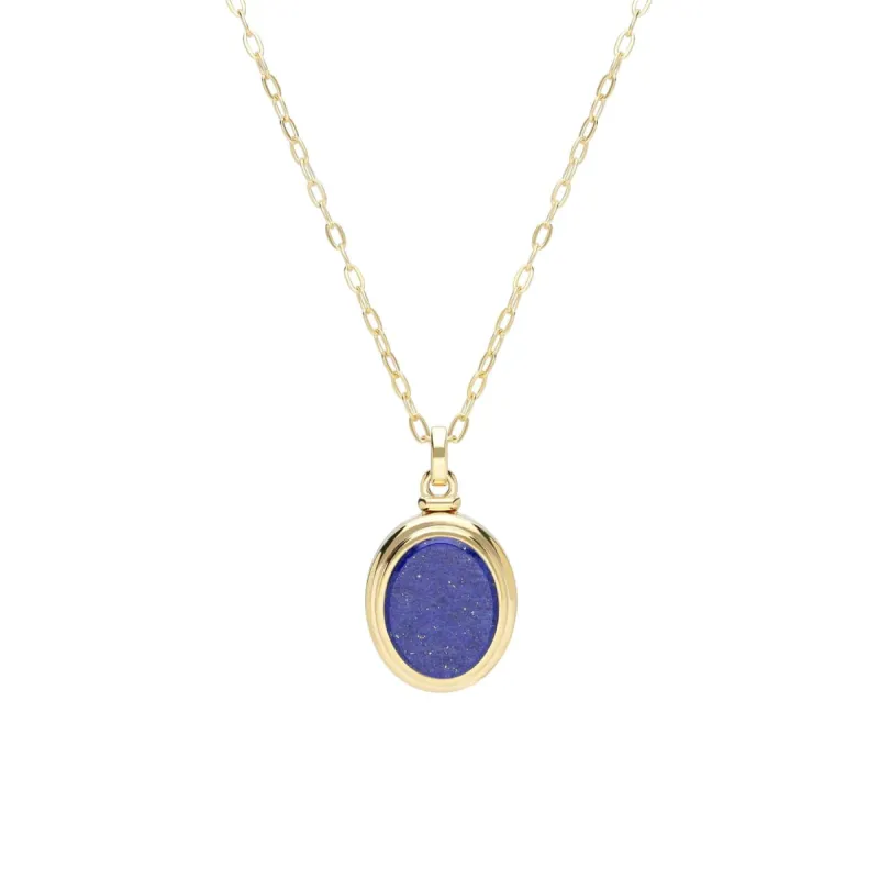 Bona Fide Lapis Lazuli Oval Locket In Yellow Gold Plated Silver sold by Gemondo Jewellery