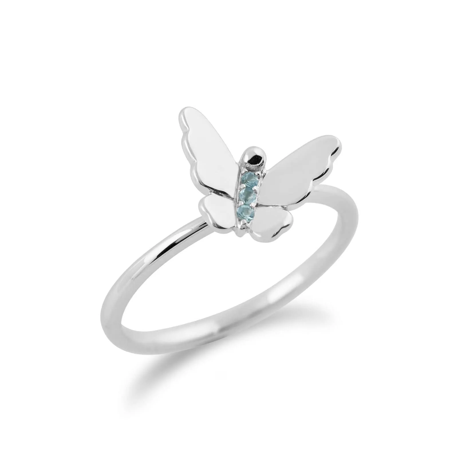 Gemondo 9ct White Gold 0.03ct Blue Topaz Stackable Butterfly Ring sold by Gemondo Jewellery product image thumbnail 2