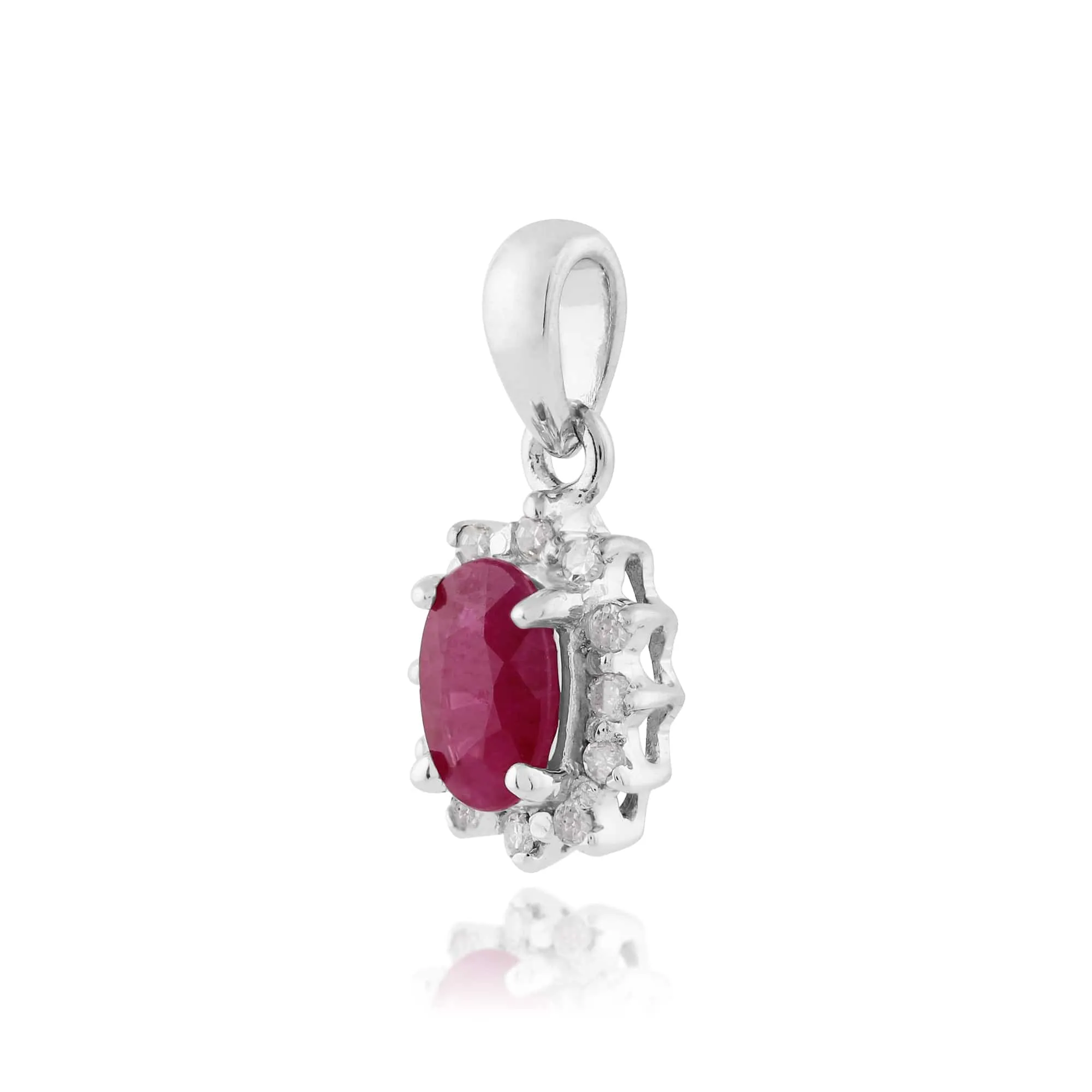 Classic Oval Ruby & Diamond Cluster Pendant in 9ct White Gold sold by Gemondo Jewellery product image thumbnail 2