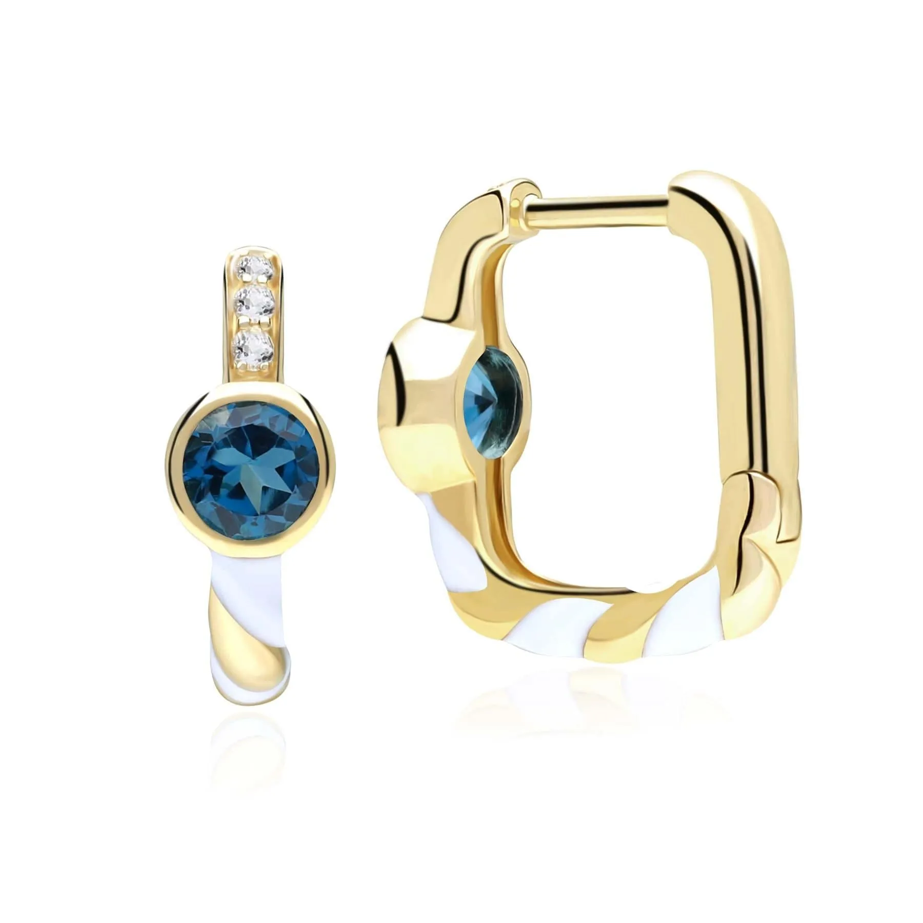 Siberian Waltz London Blue Topaz Square Hoop Earrings in 9ct Gold sold by Gemondo Jewellery product image thumbnail 4